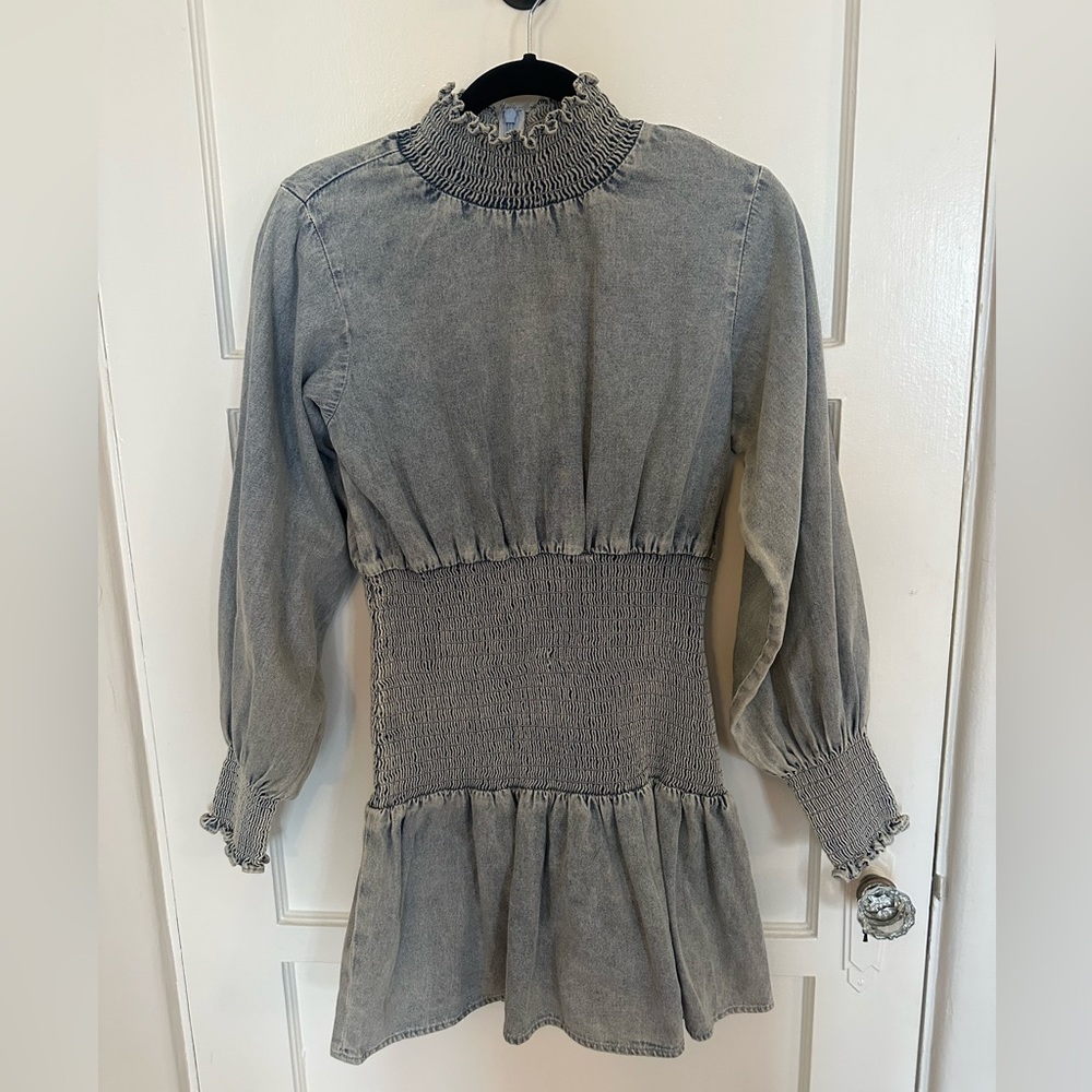 Something Navy smocked denim dress